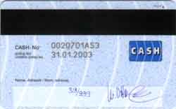 Carte Cash CA11 - dos
