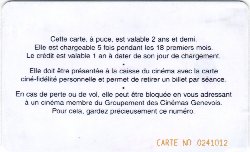Carte Ciné Fidélité CF6a - dos