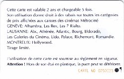 Carte Métro Ciné CI17 - dos